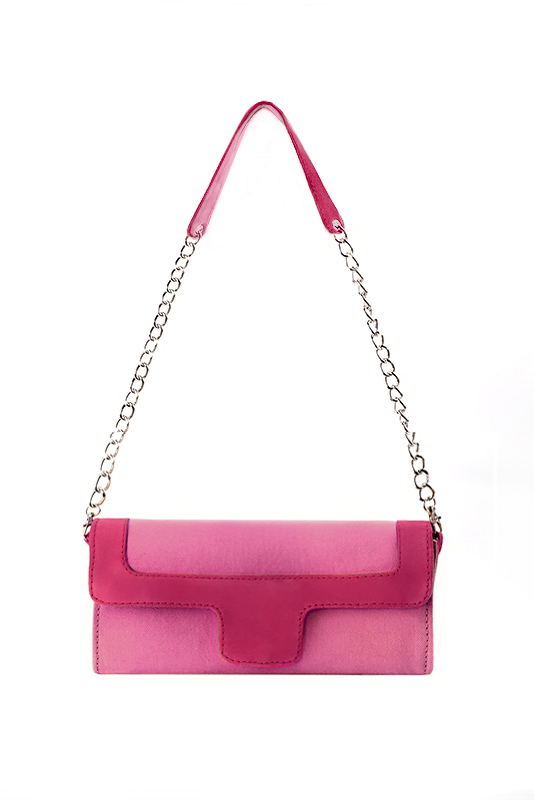 Women's hot pink and fuchsia pink luxurious elegant clutch for ceremonies, weddings and evenings out. - Top view